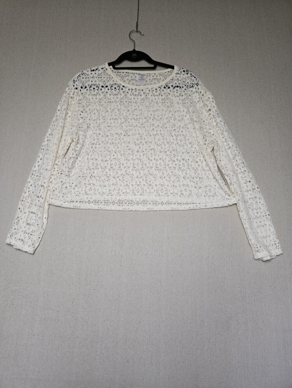 No Boundaries Cream Crochet Long-Sleeve Pullover